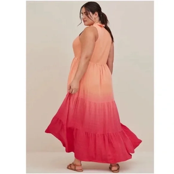 Torrid Challis Ombré Red Tiered Maxi Dress Size 1  1X NWT - Picture 9 of 16